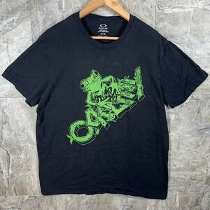 Vintage 90s Y2K Oakley rare frog black & green graphic tee shirt Mens Size XL